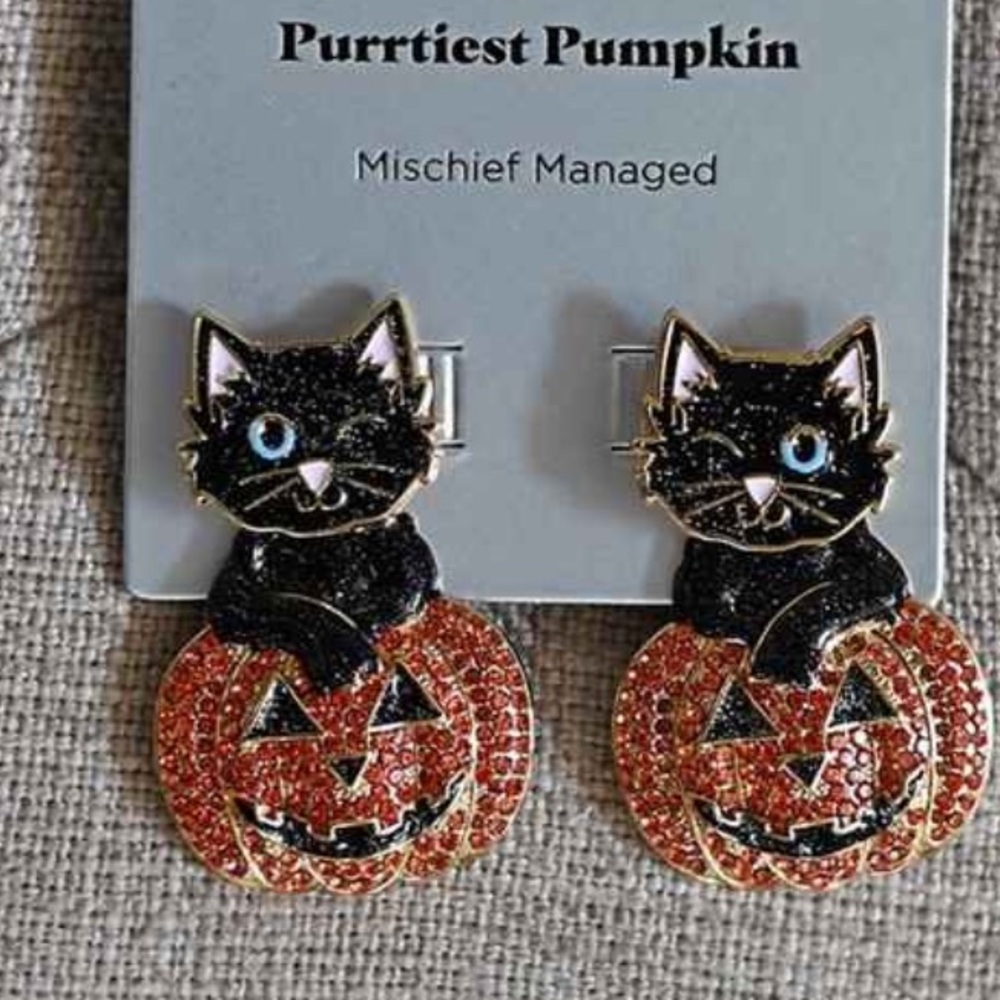 Sugarfix by Baublebar Black Cat in a Pumpkin Earrings - Picture 3 of 3